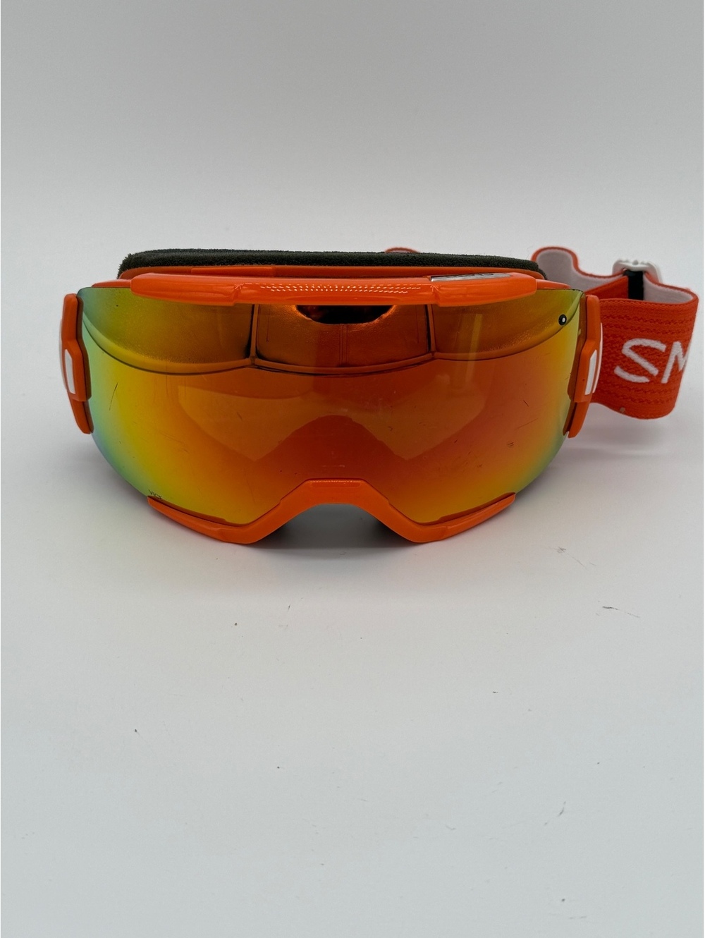 SMITH Squad Ski Goggles Orange Frame Red Sol-X Mirrored Lens Snowboard